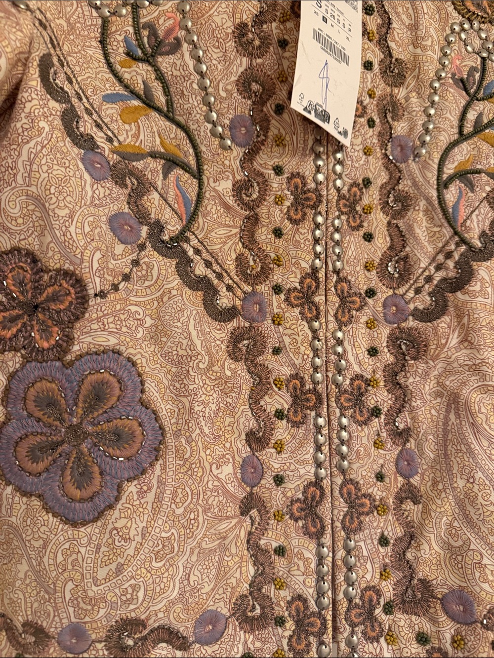 Zara embroidered paisley and floral jacket - Picture 4 of 7